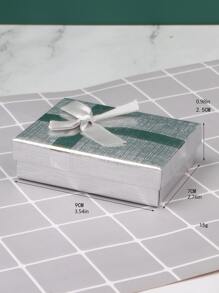 交叉雕刻和亚麻圖案首飾盒,可用在1入組和12入組包裝 - 銀色 - 查看 2