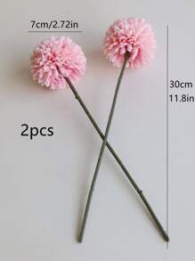 2pcs/5pcs Artificial Silk Ball Chrysanthemum Flower Arrangements For Wedding, Home, Kitchen, Garden, Party Decor - Pink - View 3