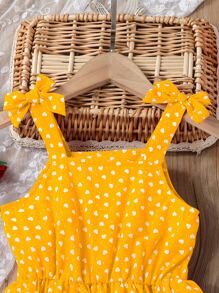 SHEIN 少女紋身裹心形剪裁肩帶裝扣連身裙和配件帽子