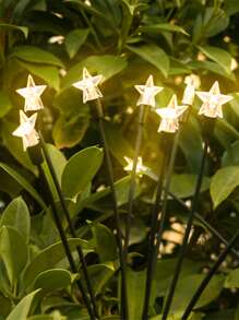 1pc Plastic Solar Lawn Lamp, Star Design Solar Pathway Light For Outdoor Garden Decor - Yellow - View 2