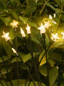 1pc Plastic Solar Lawn Lamp, Star Design Solar Pathway Light For Outdoor Garden Decor - Yellow - View 3