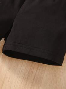 SHEIN 男嬰熊和字母圖案T恤和短褲