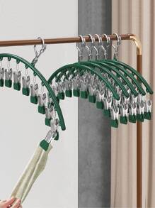 1 pinza de ropa de acero inoxidable, percha de secado de ropa verde moderna con clavija para el hogar