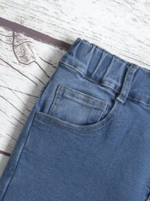 Quần jean thêu thỏ Tween Girl - Rửa trung bình - Xem 3