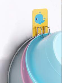 Estante de almacenamiento de lavabo de acero inoxidable de 1 pieza, estante de lavabo plegable con patrón de ballena bonito para baño - Amarillo - Ver 1