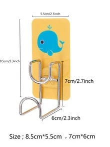 Estante de almacenamiento de lavabo de acero inoxidable de 1 pieza, estante de lavabo plegable con patrón de ballena bonito para baño - Amarillo - Ver 2