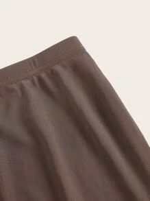 SHEIN EZwear Falda unicolor con malla - Marrón - Ver 3