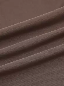 SHEIN EZwear Falda unicolor con malla - Marrón - Ver 4