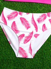 SHEIN Teen Girls Random Tropical Print Cut Out Bikini Set Summer Beach - Multicolor - View 4