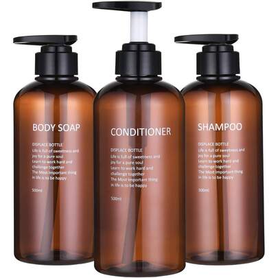3 件套 500 毫升 PET 乳液分配器，现代标语图形浴室皂液器，适用于浴室家居浴室装饰秋季装饰返校