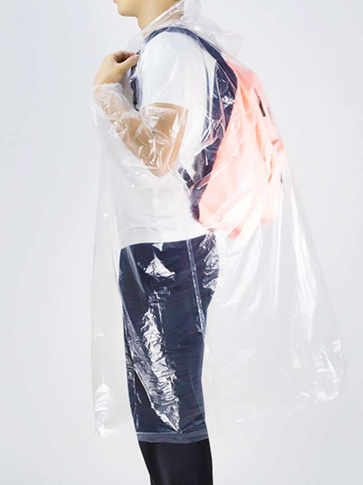 1 ชิ้น PE เสื้อกันฝน , ทันสมัย โปร่งใส หนา เสื้อกันฝน สำหรับ กลางแจ้ง - โปร่งใส - ดู 5