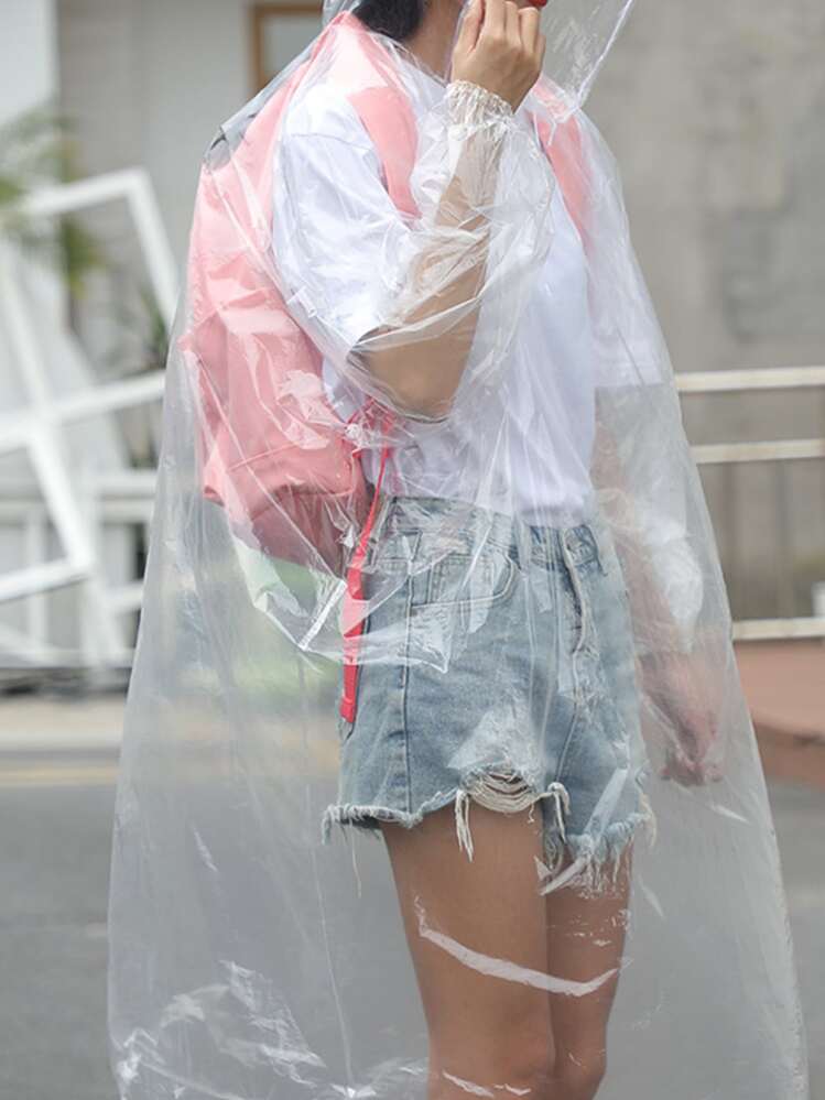 1 ชิ้น PE เสื้อกันฝน , ทันสมัย โปร่งใส หนา เสื้อกันฝน สำหรับ กลางแจ้ง - โปร่งใส - ดู 6