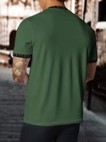 Manfinity Homme Áo thun & Áo lót Nam Khối Màu Lá thư Giải trí - xanh quân đội - Xem 2