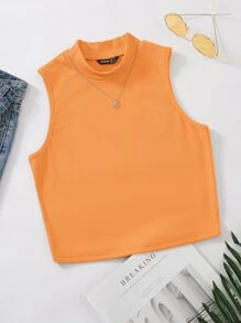 SHEIN Unity Top tank crop de cuello alto - Naranja - Ver 1