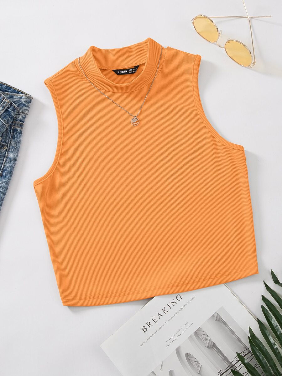 SHEIN Unity Top tank crop de cuello alto - Naranja - Ver 1