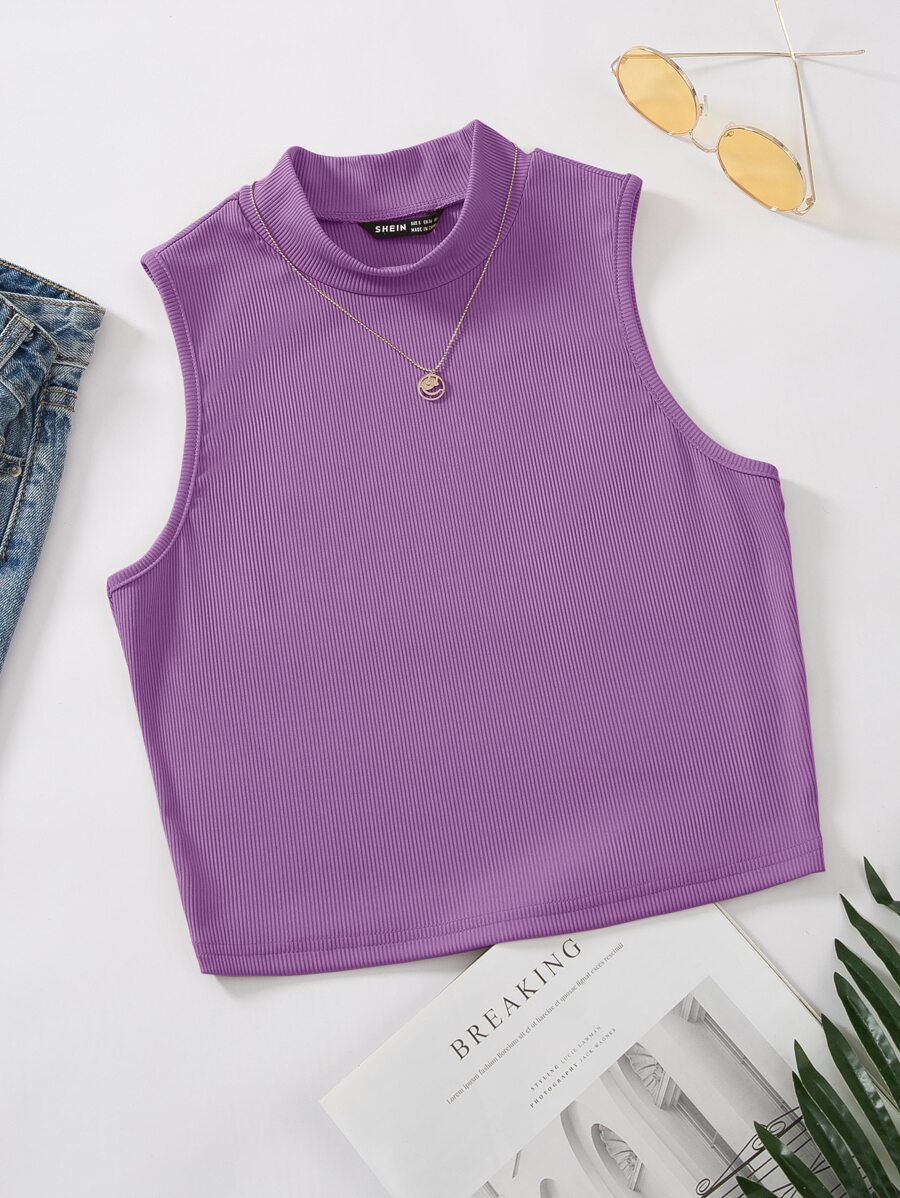 Chiquease Top tank crop de cuello alto - Morado - Ver 1