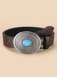 1 Phụ Nữ Màu Ngọc Lam Trang Trí Khóa Hình Bầu Dục Thắt Lưng Cổ Điển - Đồng - Xem 1