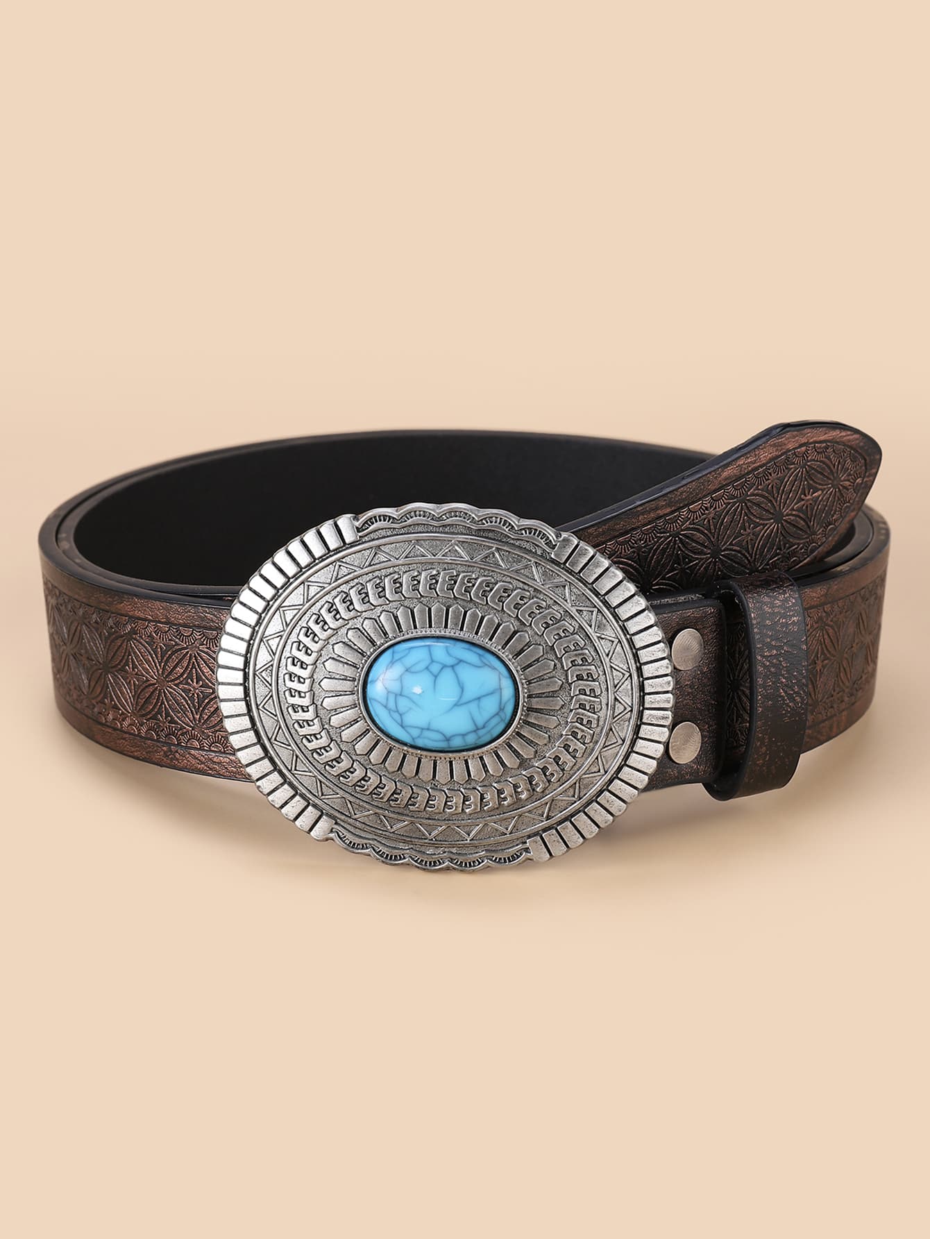 1 Phụ Nữ Màu Ngọc Lam Trang Trí Khóa Hình Bầu Dục Thắt Lưng Cổ Điển - Đồng - Xem 1