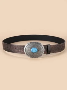 1 Phụ Nữ Màu Ngọc Lam Trang Trí Khóa Hình Bầu Dục Thắt Lưng Cổ Điển - Đồng - Xem 3