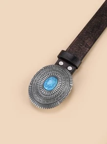 1 Phụ Nữ Màu Ngọc Lam Trang Trí Khóa Hình Bầu Dục Thắt Lưng Cổ Điển - Đồng - Xem 2