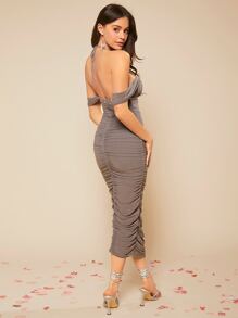 SHEIN BAE Vestido ajustado fruncido bustier fruncido