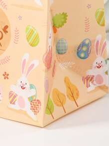1入組無紡布禮品包裝袋復活節兔子和彩蛋圖案派對禮品包裝袋 - 卡其色 - 查看 2