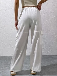 SHEIN EZwear 側翻蓋口袋工裝褲