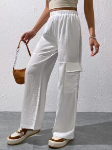 SHEIN EZwear 側翻蓋口袋工裝褲