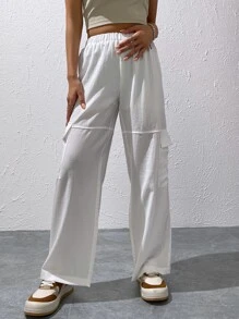 SHEIN EZwear 側翻蓋口袋工裝褲