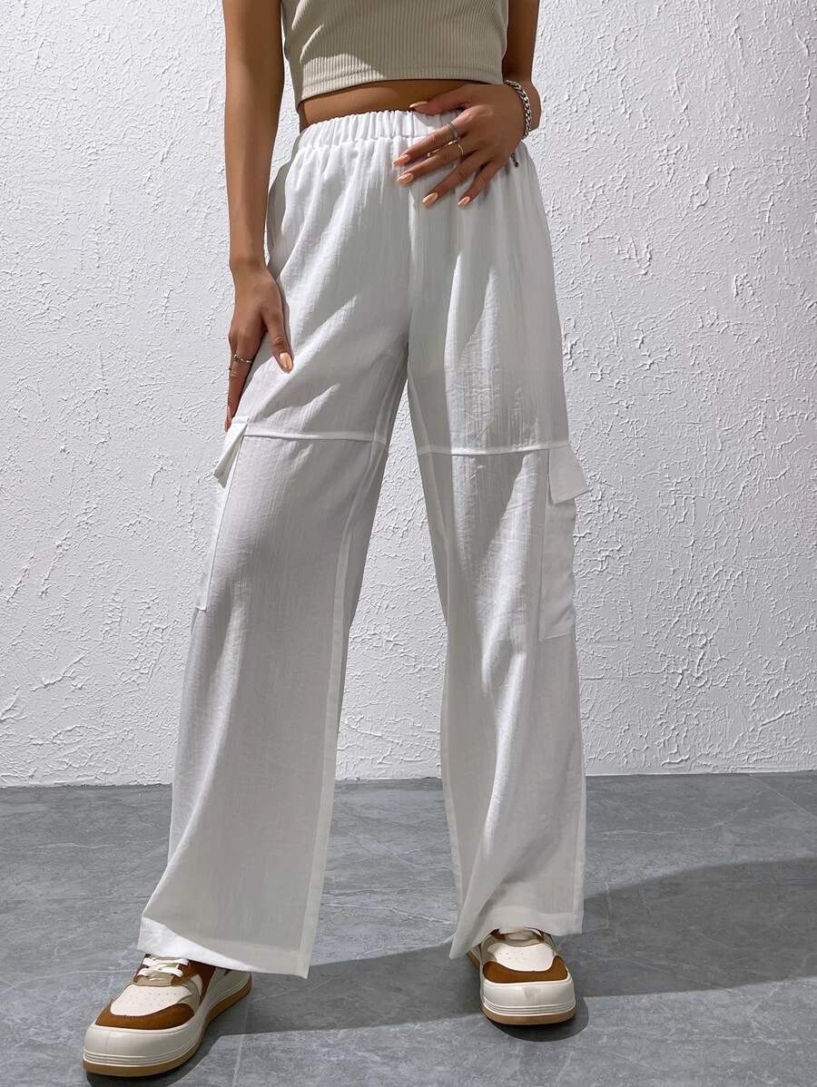 SHEIN EZwear 側翻蓋口袋工裝褲