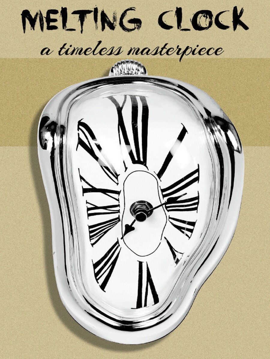 1pc Plastic Decoration Craft, Creative Clock Design Decoration Object For Living Room,Home Decor ,Room Decor Back To School School Supplies - Silver - View 1