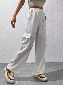 SHEIN EZwear 側翻蓋口袋工裝褲