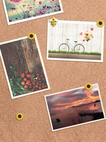 20 piezas chincheta con diseño de flores, alfiler creativo de decoración de girasol para oficina - Amarillo - Ver 3