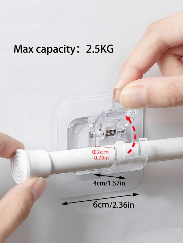 2pcs NailFree Adjustable Curtain Rod Holder Clamp Hooks Rod Bracket
