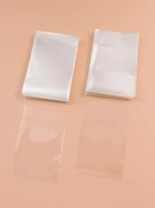 200入組透明首飾類簡約風矩形形狀首飾收納袋適用於耳環 - 白色 - 查看 4