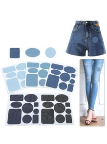 1入組素色補丁貼紙極簡滌綸縫紉補丁 - 黑色 - 查看 4