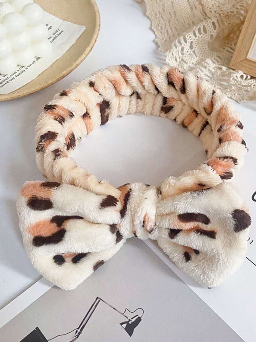 2 Chiếc Da Báo Nơ Trang Trí Băng Đô Tắm, Vải Dễ Thương Trang Điểm Mặt Băng Đô Cho Phòng Tắm - Nhiều màu - Xem 1