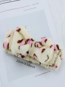 2pcs Leopard Print Bow Decor Bath Headband, Cute Fabric Facial Makeup Headband For Bathroom - Multicolor - View 2
