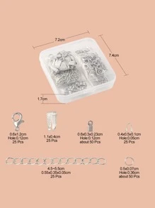 1盒DIY珠寶製作查找套件，包括鋅合金龍蝦爪扣鐵開口跳環和折疊壓接端和端鏈黃銅按扣和鋼絲守護者鉑金龍蝦扣DIY珠寶配件