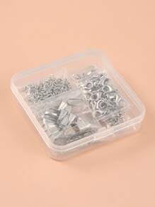 1盒DIY珠寶製作查找套件，包括鋅合金龍蝦爪扣鐵開口跳環和折疊壓接端和端鏈黃銅按扣和鋼絲守護者鉑金龍蝦扣DIY珠寶配件