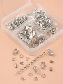 1盒DIY珠寶製作查找套件，包括鋅合金龍蝦爪扣鐵開口跳環和折疊壓接端和端鏈黃銅按扣和鋼絲守護者鉑金龍蝦扣DIY珠寶配件