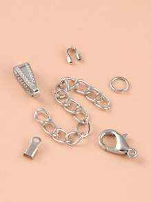 1盒DIY珠寶製作查找套件，包括鋅合金龍蝦爪扣鐵開口跳環和折疊壓接端和端鏈黃銅按扣和鋼絲守護者鉑金龍蝦扣DIY珠寶配件