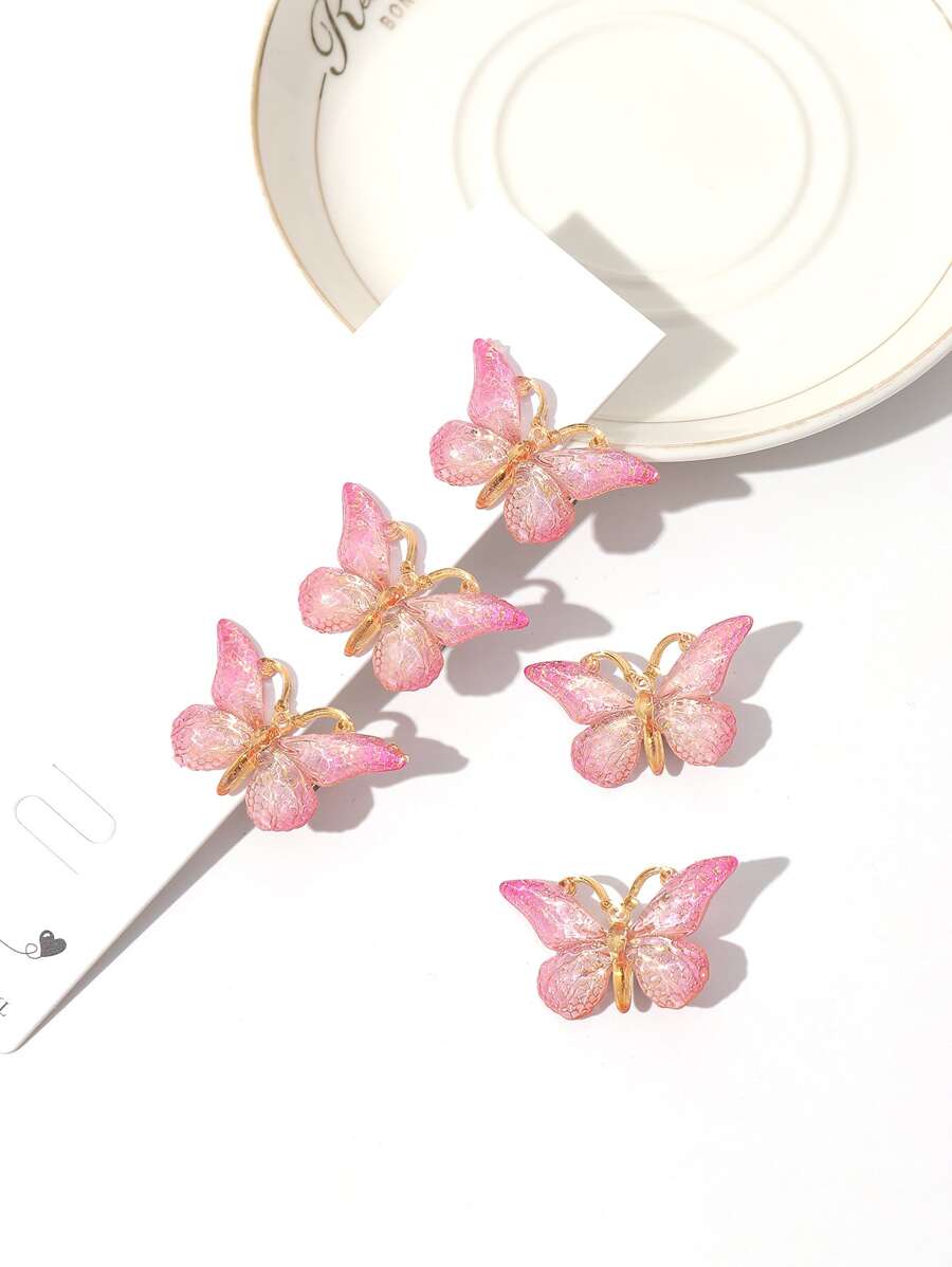 5入組蝴蝶裝飾鱷魚夾，可愛實用 - 彩色 - 查看 1
