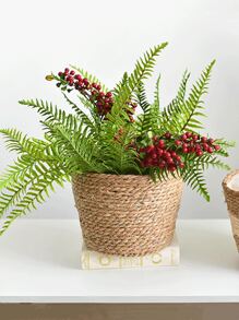 1入組套稻草花盆家用極簡主義植物容器