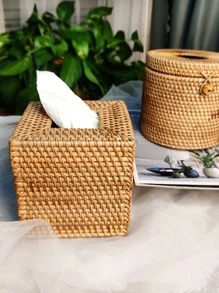 1入組藤紙巾盒日式風紙巾盒套支架 - 卡其色 - 查看 1