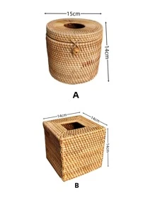 1入組藤紙巾盒日式風紙巾盒套支架 - 卡其色 - 查看 2