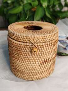 1入組藤紙巾盒日式風紙巾盒套支架 - 卡其色 - 查看 5