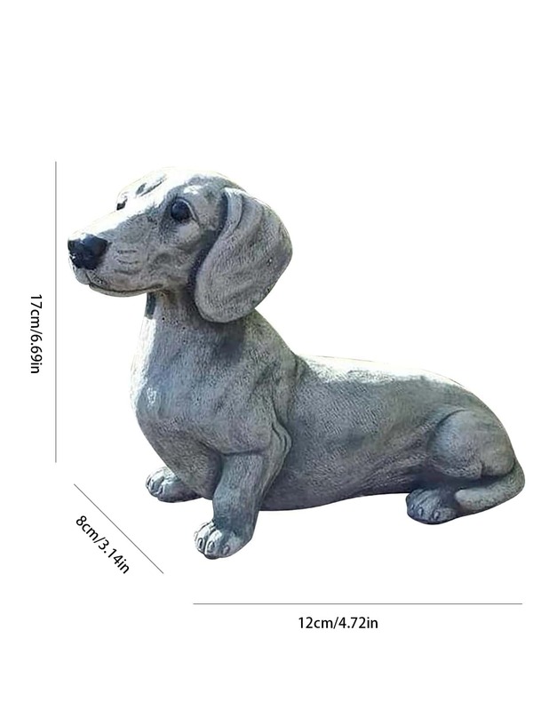 1pc Dog Shaped Garden Ornament, Polyresin Garden Sculpture For Yard