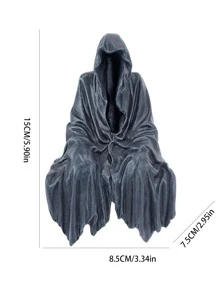 1pc Ghost Design Trang trí Thủ công, Trang trí Nghệ thuật Polyresin Đen Cho Trang trí Nhà Tốt nhất - màu đen - Xem 2