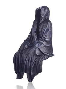 1pc Ghost Design Trang trí Thủ công, Trang trí Nghệ thuật Polyresin Đen Cho Trang trí Nhà Tốt nhất - màu đen - Xem 3